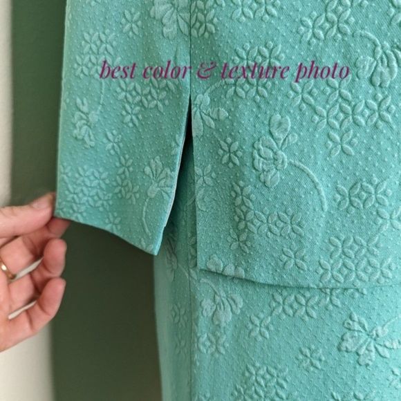 Vtg Lee Baron Jacquard Silk Cheongsam Qipao Bespoke Short Sleeve Skirt Set - Picture 5 of 12